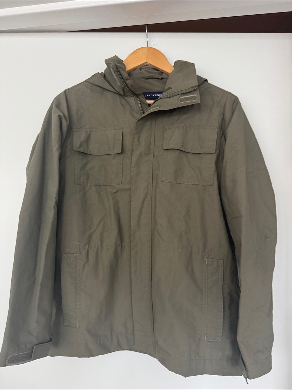 Lands' End Olive Utility Hooded Jacket